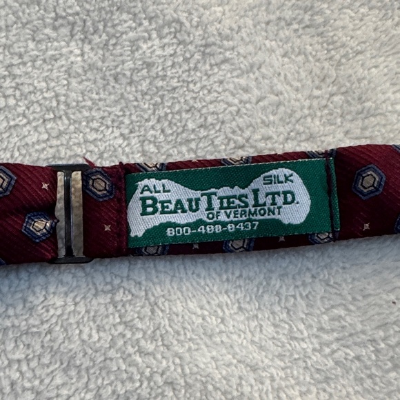 Classic Burgundy Polka Dot Silk Bow Tie by Beau Ties Ltd of Vermont - Picture 2 of 6